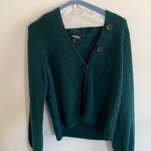 dark green cropped cardigan